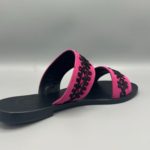 Fuksia Embroidered Leather Sandals - Picture 4 of 4
